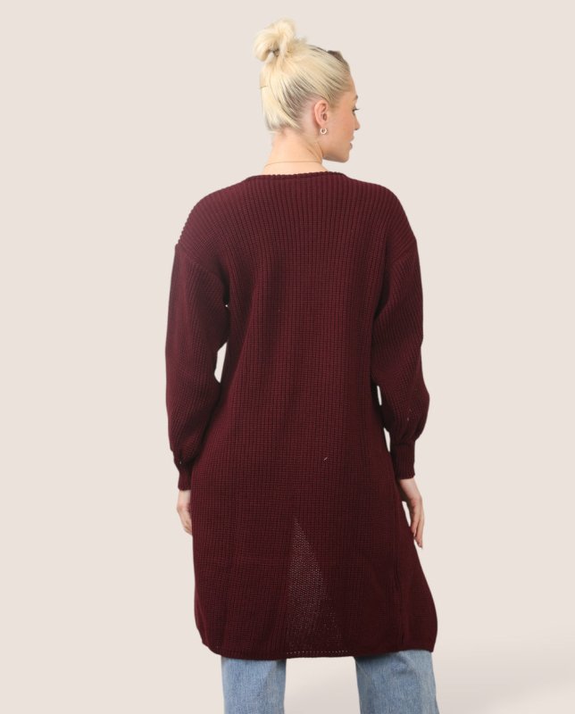 Women's Longline Knit Cardigan – Open Front, Ribbed - cardigan - British D'sire