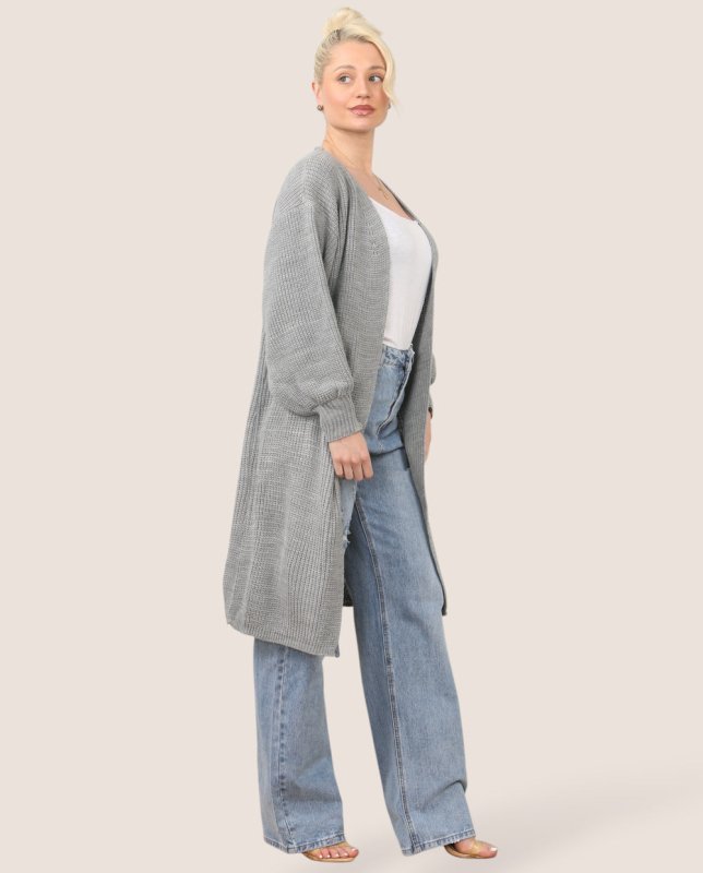 Women's Longline Knit Cardigan – Open Front, Ribbed - cardigan - British D'sire
