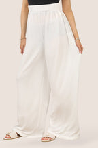 Women's Off White Palazzo Pants – Wide Leg and Lightweight Comfort - Trouser - British D'sire