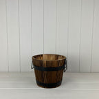 Wooden Barrel with 2 Metal Bands and handles - Home Decor - British D'sire