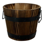 Wooden Barrel with 2 Metal Bands and handles - Home Decor - British D'sire
