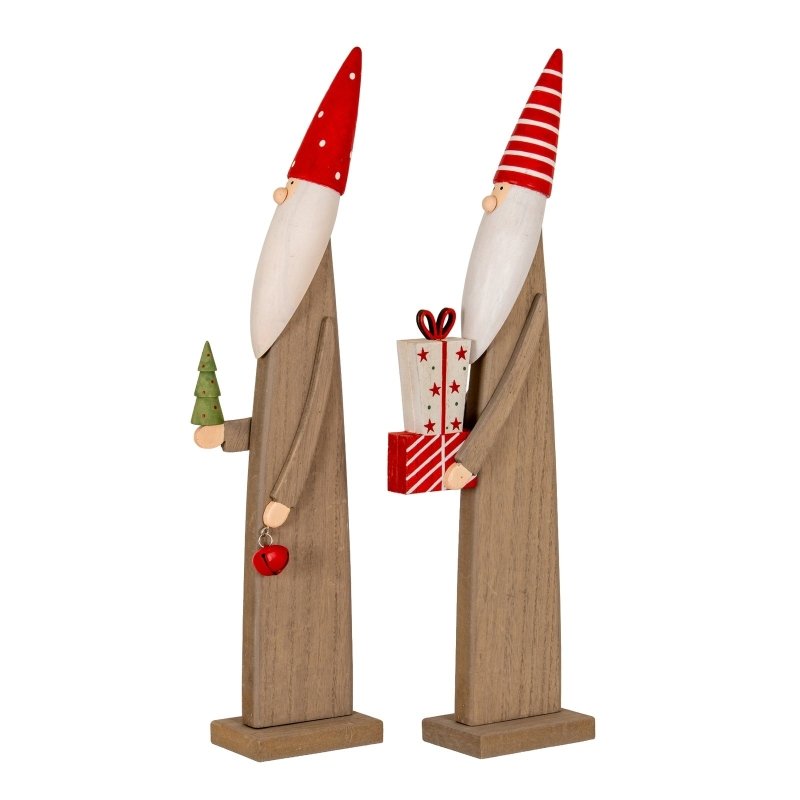 Wooden Festive Elf with Tree and Bell - Christmas Decor - British D'sire