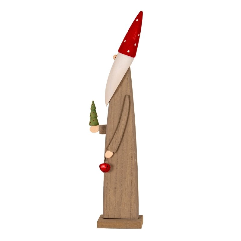 Wooden Festive Elf with Tree and Bell - Christmas Decor - British D'sire