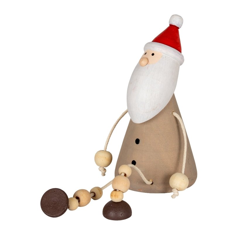 Wooden Jolly Sitting Santa Decoration - Christmas Decor - British D'sire