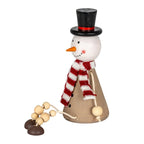 Wooden Jolly Sitting Snowman Decoration - Christmas Decor - British D'sire