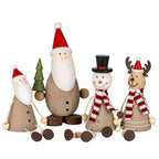 Wooden Jolly Sitting Snowman Decoration - Christmas Decor - British D'sire
