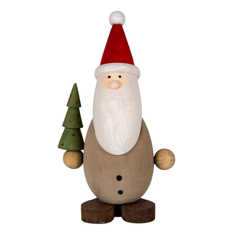 Wooden Santa with Tree Home Decor Ornament Decoration - Christmas Decor - British D'sire