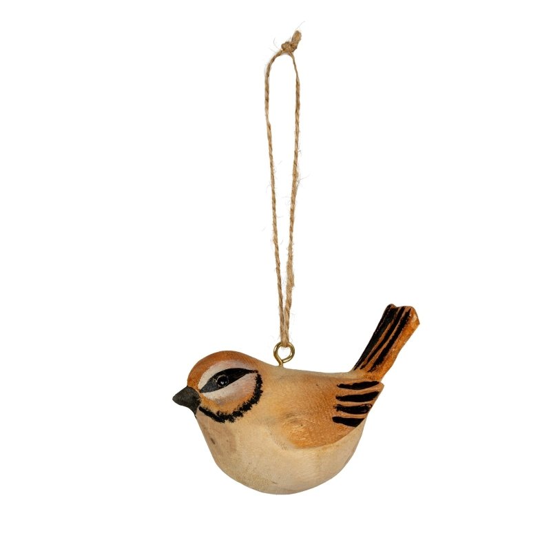 Wooden Tawny Bird Decoration Christmas Hanging Decoration - Christmas Decor - British D'sire