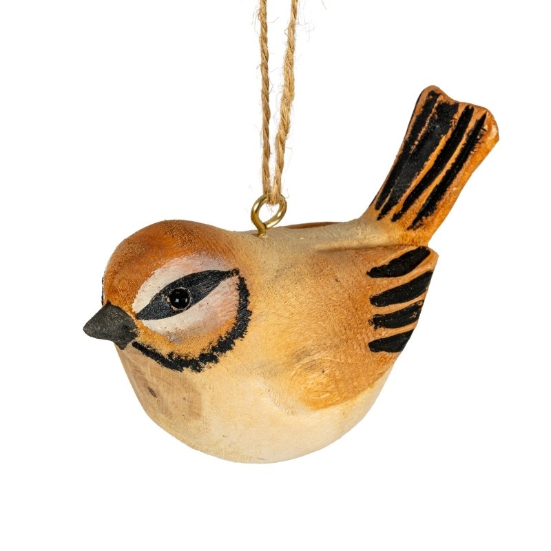 Wooden Tawny Bird Decoration Christmas Hanging Decoration - Christmas Decor - British D'sire