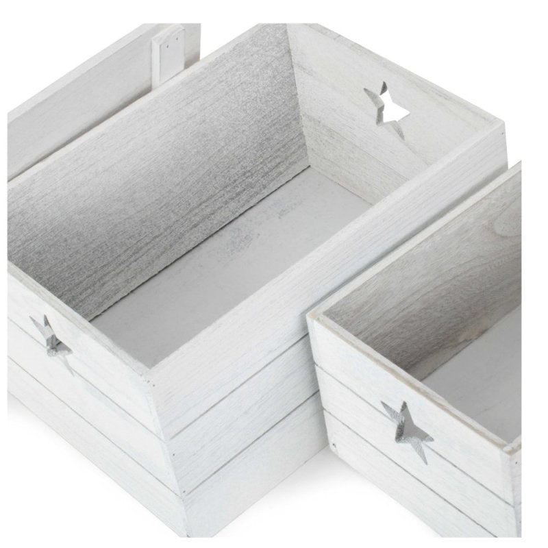 Wooden Vintage Effect Star Cut Out Box - Wooden Crates - British D'sire
