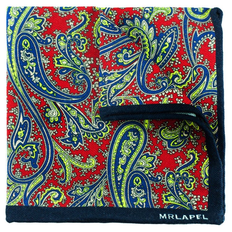 Wool Paisley Pocket Square, Red - All Products - British D'sire Main image