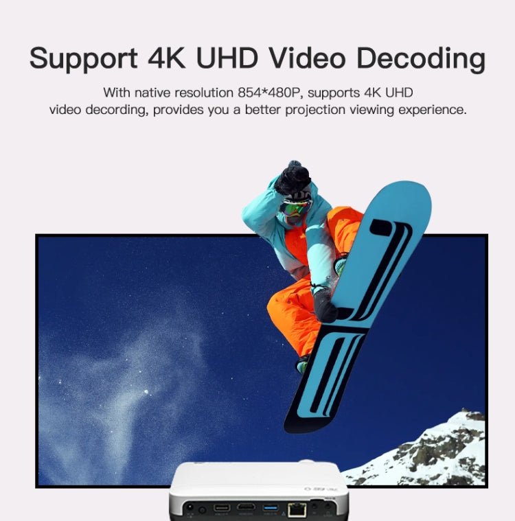 WOWOTO H10S TIDLP DMD 0.45 inch 1920 x 1080P 4K 500ANSI RGB LED Smart Projector(US Plug) - British D'sire