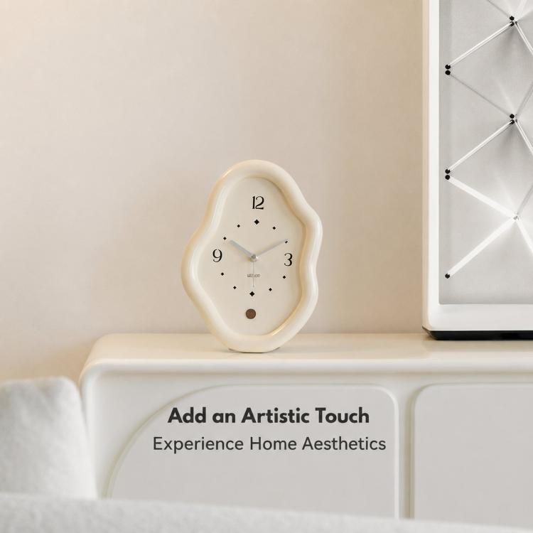 wozoom Modern Irregular Desk Clock Silent Table Clocks For Living Room Decor(White) - British D'sire
