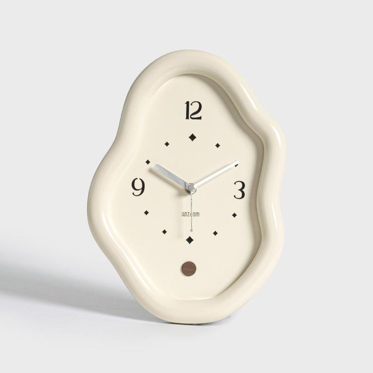 wozoom Modern Irregular Desk Clock Silent Table Clocks For Living Room Decor(White) - British D'sire Main image