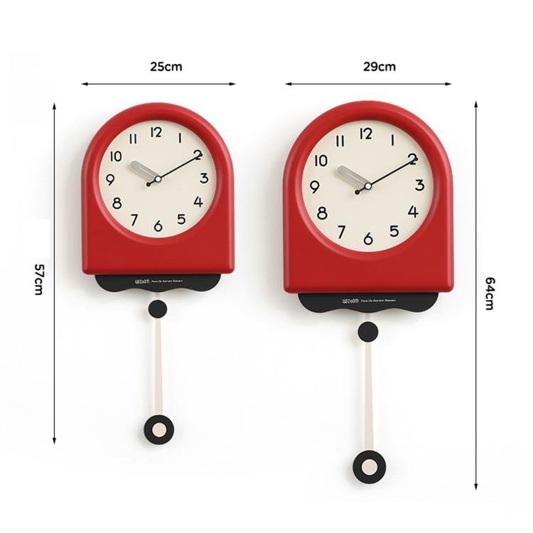 wozoom Modern Pendulum Wall Clock Silent Decorative Cream Style Clocks For Living Room, Spec: Medium With Second Hand Red - British D'sire