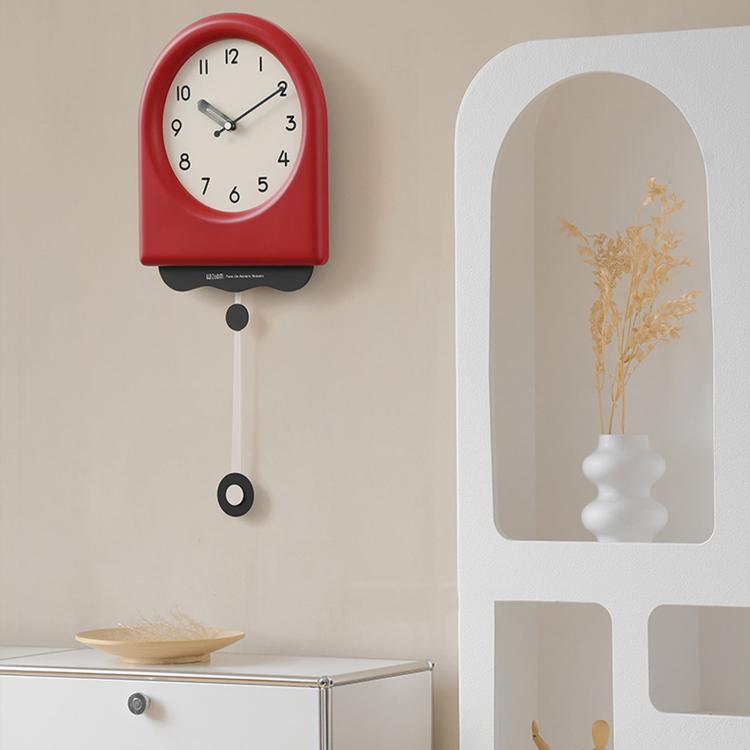 wozoom Modern Pendulum Wall Clock Silent Decorative Cream Style Clocks For Living Room, Spec: Medium With Second Hand Red - British D'sire
