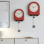wozoom Modern Pendulum Wall Clock Silent Decorative Cream Style Clocks For Living Room, Spec: Medium With Second Hand Red - British D'sire
