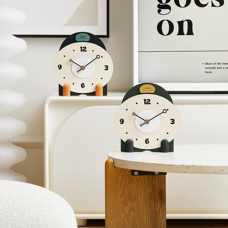 wozoom Silent Wooden Table Clock Modern Small Mantel Clock(Orange Green) - British D'sire