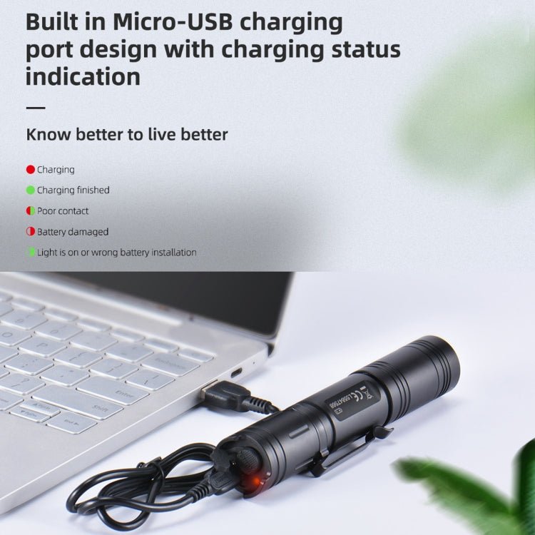 WUBEN L50 Outdoor Portable LED Strong Light USB Rechargeable Aluminum Flashlight - British D'sire