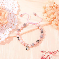 Xialvyu Girl Birthday Gifts, Bracelets for Teenage Girls, Pink Natural Stone Bracelet Gifts for Teenage Girls with Heart Charm for Girls - Kids Jewellery - British D'sire
