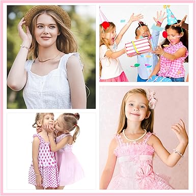 Xialvyu Pink Natural Stone Bracelet – Heart Charm - Kids Jewellery - British D'sire