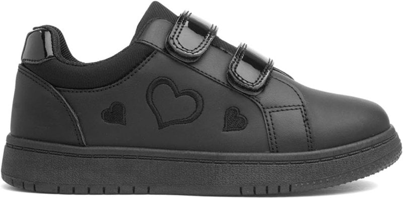 XL Buttermere Kids Black Easy Fasten Trainer - Kids shoes - British D'sire