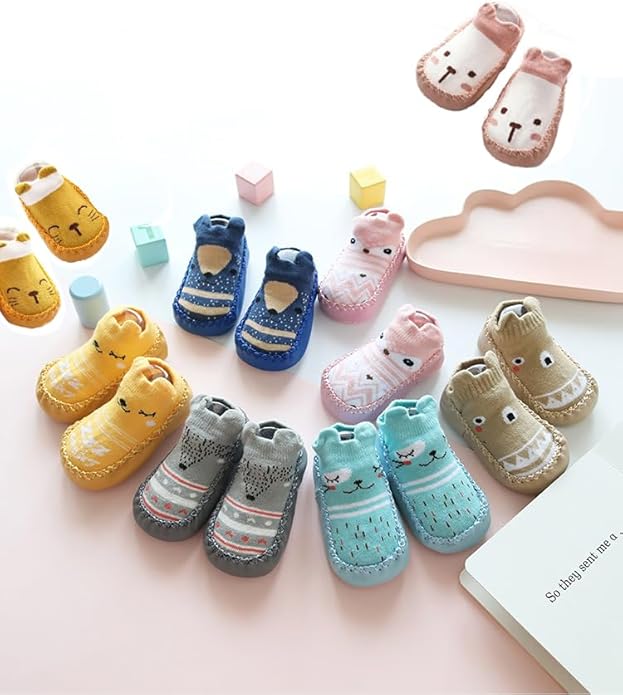 XM - Amigo 4 Pairs of Baby Boys Girls Indoor Slippers Anti - Slip Socks Shoes - Kids shoes - British D'sire