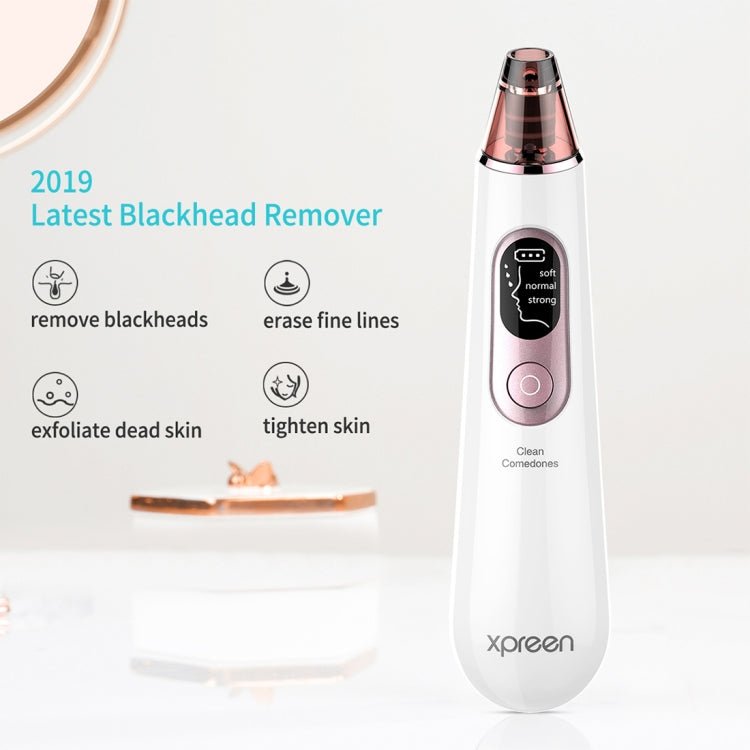 Xpreen Rechargeable Pore Cleanser Home Facial Beauty Device with LED Screen & 4 Probes - British D'sire