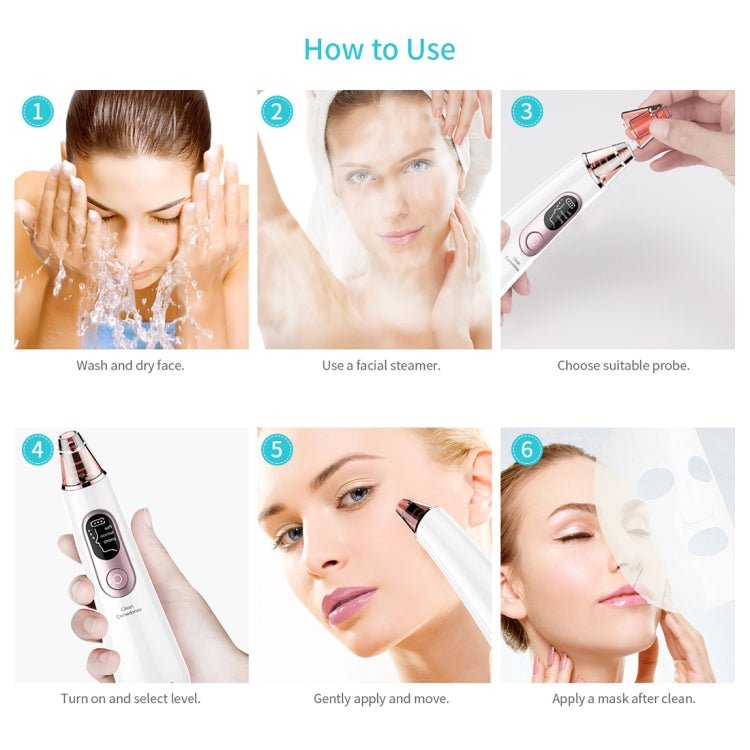 Xpreen Rechargeable Pore Cleanser Home Facial Beauty Device with LED Screen & 4 Probes - British D'sire