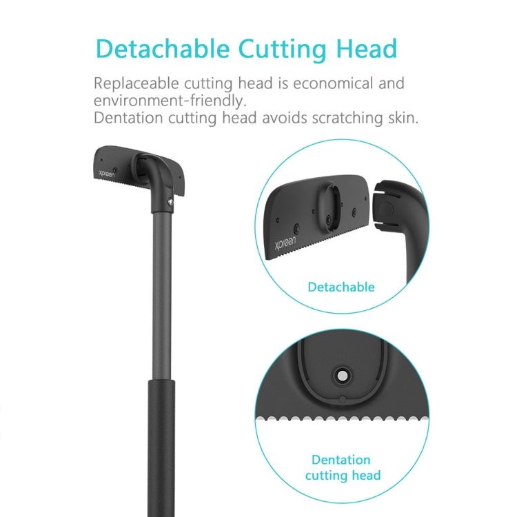 XPREEN XPRE034 Stretchable Handle Stainless Steel Blade Back Shaver Adjustable Back Razor with Lanyard for Men(Black) - British D'sire