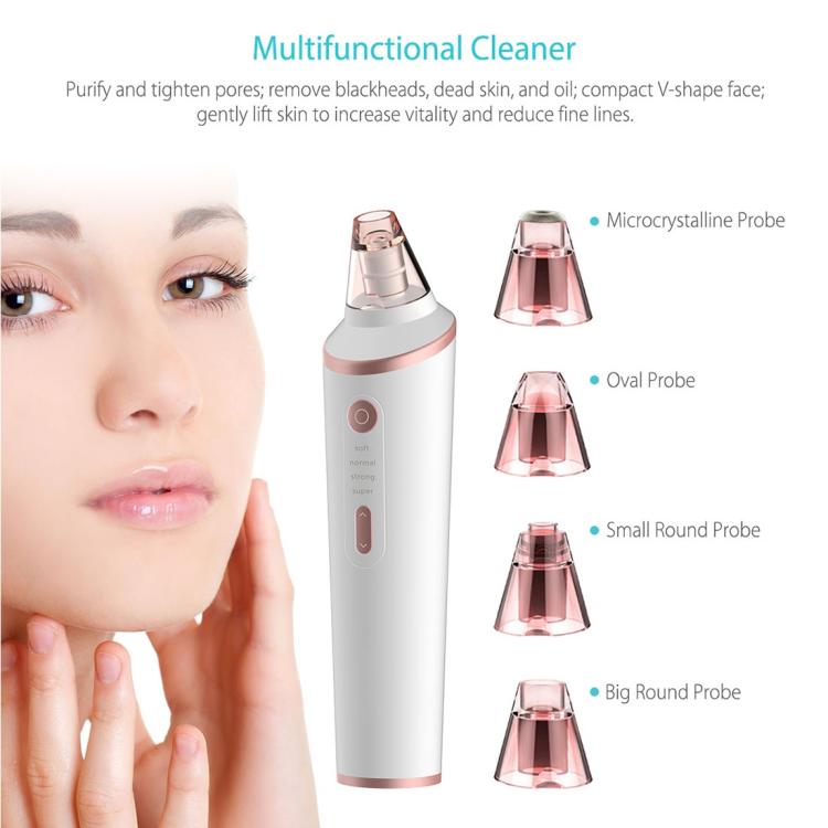 XPREEN XPRE037 Wireless Charging Multi-function Blackhead Extractor Pore Cleanser with Four Probes & LED Lighting Function(White) - British D'sire