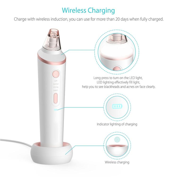 XPREEN XPRE037 Wireless Charging Multi-function Blackhead Extractor Pore Cleanser with Four Probes & LED Lighting Function(White) - British D'sire