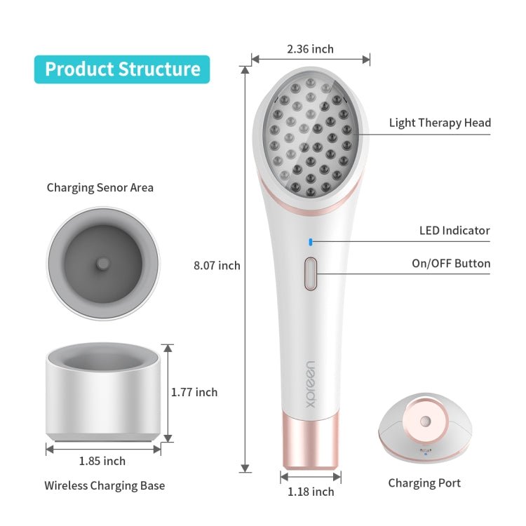 XPREEN XPRE052 Wireless Rechargeable Light Acne Treatment Device Home Acne Clearing Eraser with Blue Light and Red Light(White) - British D'sire