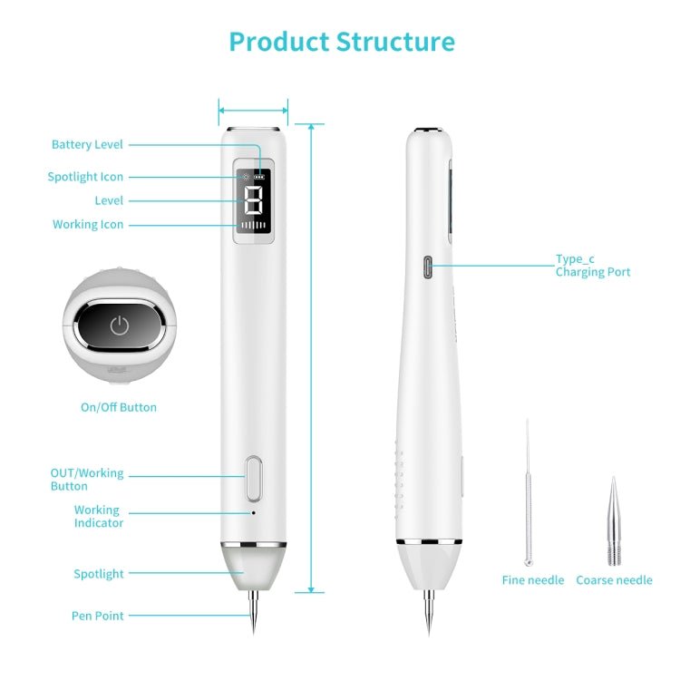 Xpreen XPRE061 Professional Dark Spot Remover Freckle Tattoo Chargeable Wart Mole Remover, with LED Screen and Spotlight(Tarnish) - British D'sire