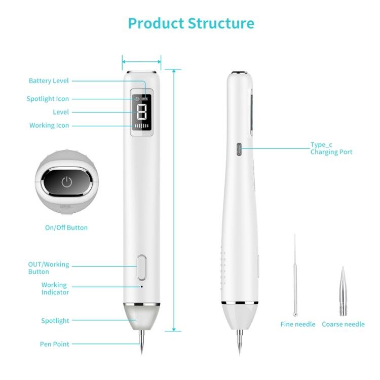 Xpreen XPRE061 Professional Dark Spot Remover Freckle Tattoo Chargeable Wart Mole Remover, with LED Screen and Spotlight(Tarnish) - British D'sire