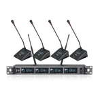 XTUGA A140 - C Wireless Microphone System 4 - Channel UHF Four Conference Mics(EU Plug) - British D'sire