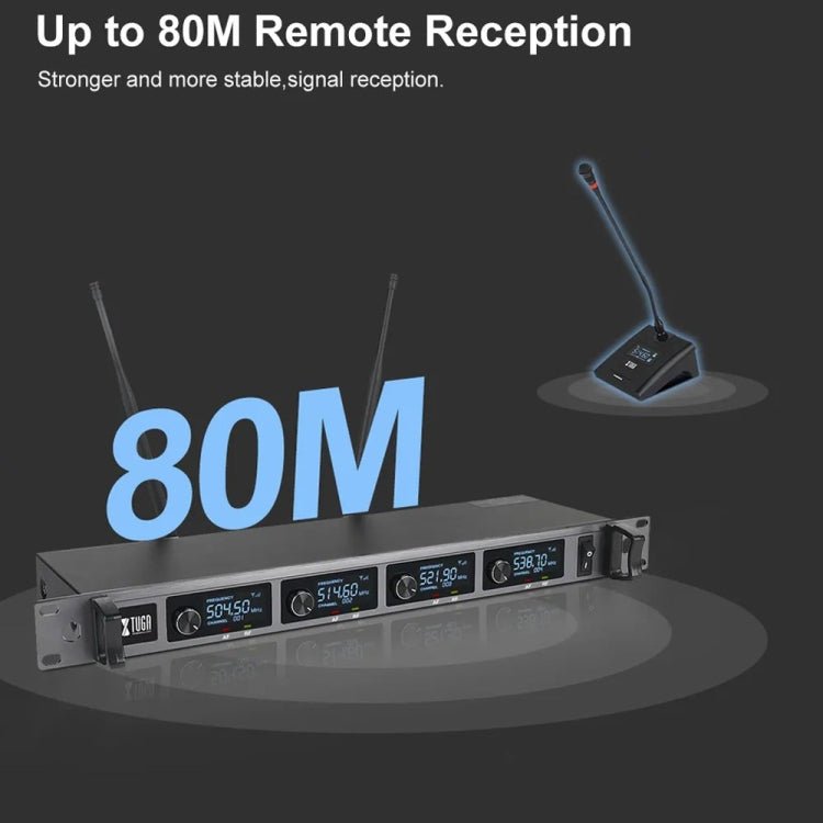 XTUGA A140 - C Wireless Microphone System 4 - Channel UHF Four Conference Mics(UK Plug) - British D'sire