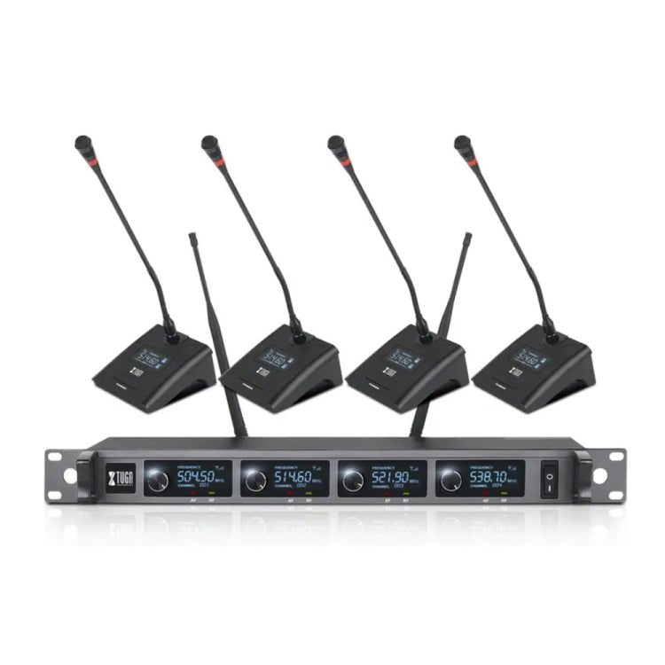 XTUGA A140 - C Wireless Microphone System 4 - Channel UHF Four Conference Mics(US Plug) - British D'sire