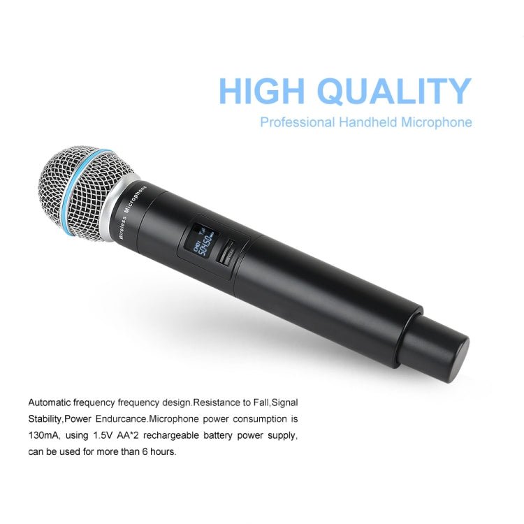 XTUGA A140 - H Wireless Microphone System 4 Channel UHF Handheld Microphone(AU Plug) - British D'sire