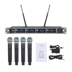 XTUGA A140 - H Wireless Microphone System 4 Channel UHF Handheld Microphone(US Plug) - British D'sire