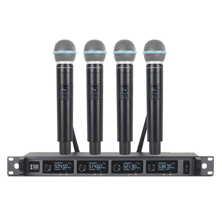 XTUGA A140 - H Wireless Microphone System 4 Channel UHF Handheld Microphone(US Plug) - British D'sire