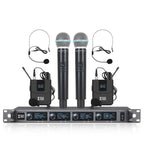 XTUGA A140 - HB Wireless Microphone System 4 Channel Handheld Lavalier Headset Microphone(AU Plug) - British D'sire