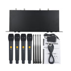 XTUGA A400 - H Professional 4 - Channel UHF Wireless Microphone System with 4 Handheld Microphone(AU Plug) - British D'sire