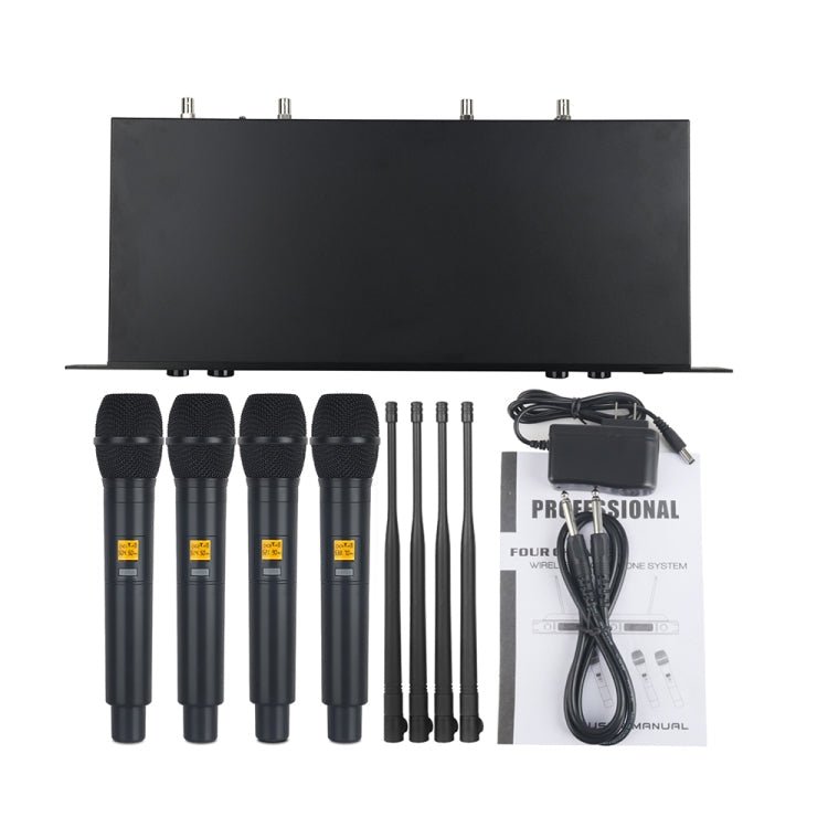 XTUGA A400-H Professional 4-Channel UHF Wireless Microphone System with 4 Handheld Microphone(US Plug) Secondary image