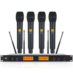 XTUGA A400 - H Professional 4 - Channel UHF Wireless Microphone System with 4 Handheld Microphone(US Plug) - British D'sire