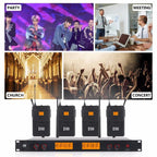 XTUGA A400 - HB Professional 4 - Channel UHF Wireless Microphone System with 2 Handheld & 2 Headset Microphone(EU Plug) - British D'sire