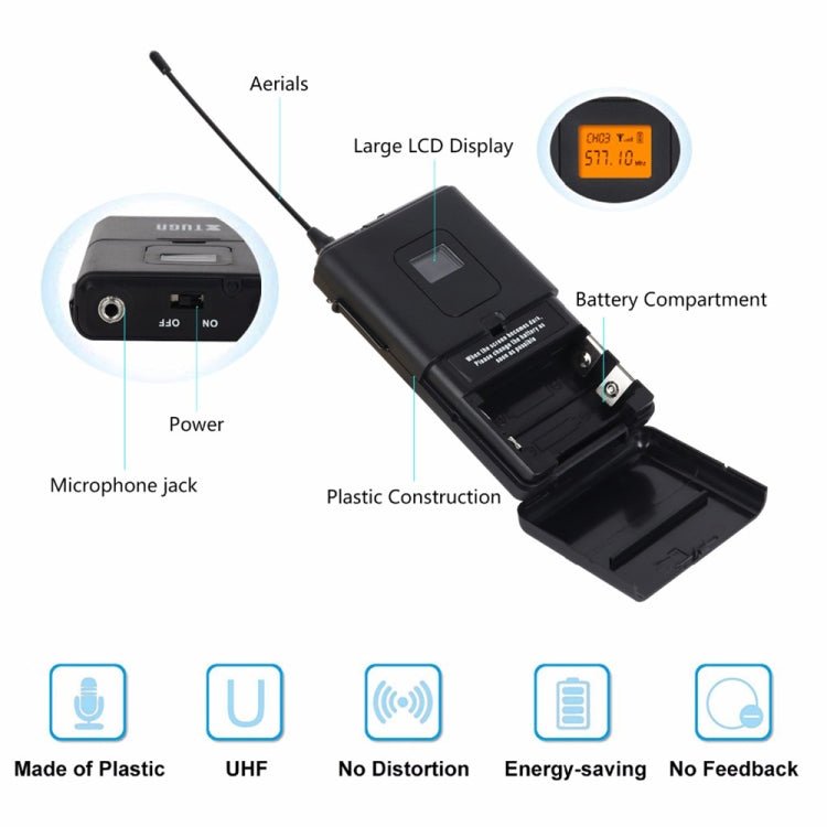 XTUGA A400 - HB Professional 4 - Channel UHF Wireless Microphone System with 2 Handheld & 2 Headset Microphone(EU Plug) - British D'sire
