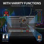 XTUGA B1404FX 14 Channels Bluetooth Audio Mixer Digital DJ Controller Sound Mixing Console (EU Plug) - British D'sire
