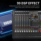 XTUGA B1404FX 14 Channels Bluetooth Audio Mixer Digital DJ Controller Sound Mixing Console (EU Plug) - British D'sire