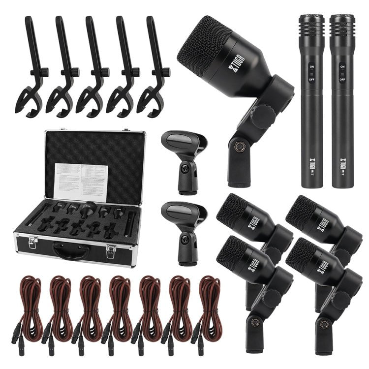 XTUGA DI7 7-Piece Wired Dynamic Drum Mic Kit Kick Bass Tom/Snare Cymbals Microphone Set with XLR Cables Secondary image